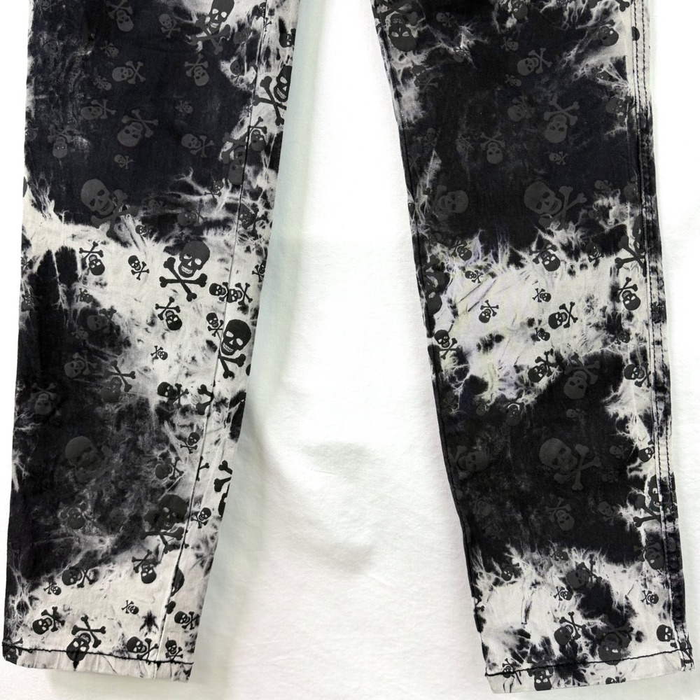 ROYAL BONES Daang Goodman Skull Acid Wash Skinny Jeans Black White 11 Punk Emo - Picture 5 of 10